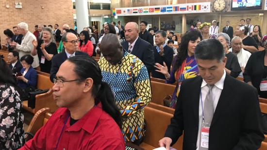 A group of people in a church