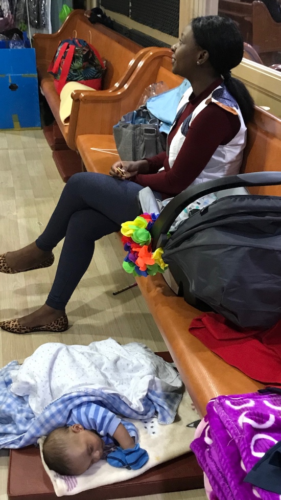 A person sitting on a bench