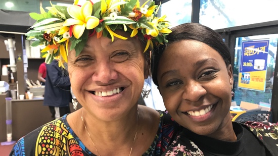 Two women smiling for the camera