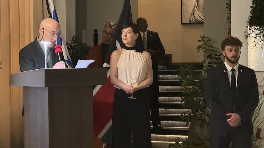 A person standing in front of a podium