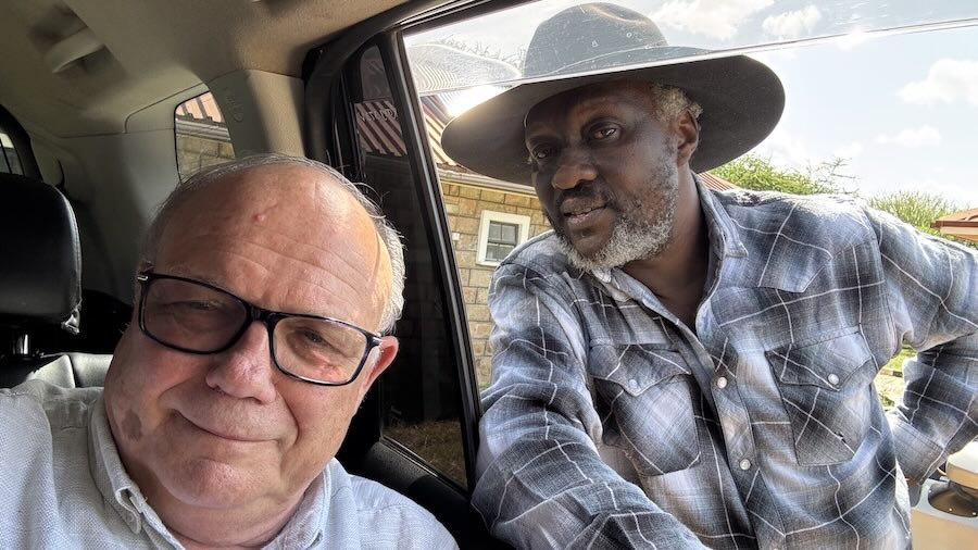 Two men in a car