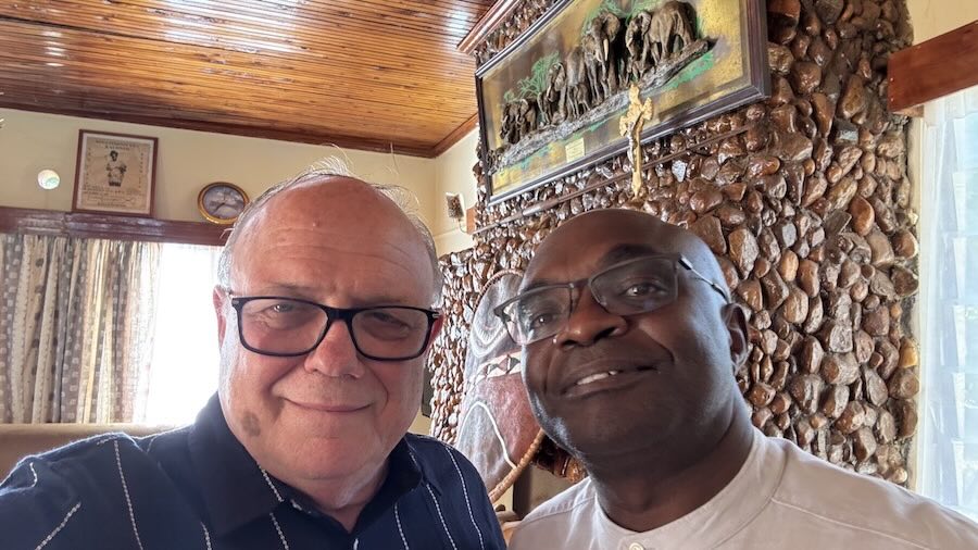 Two men taking a selfie