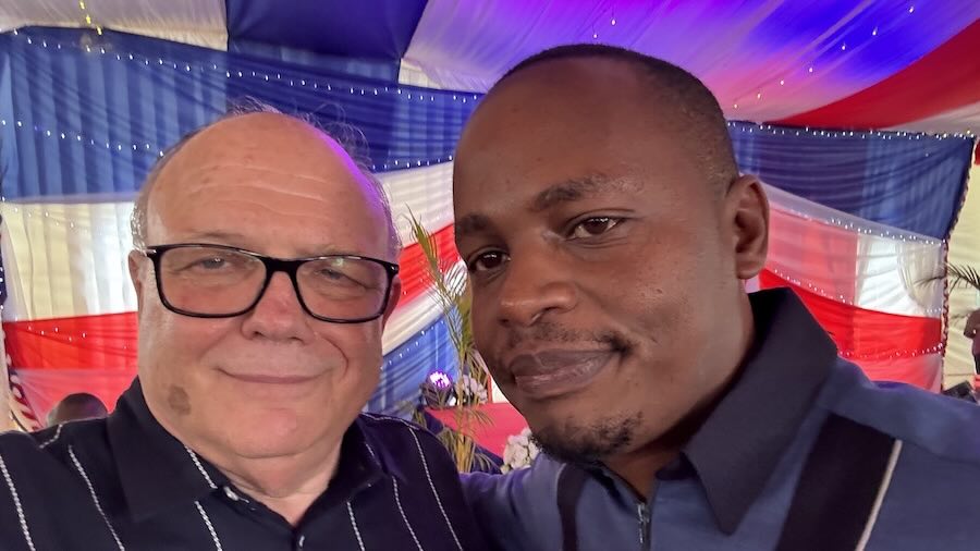 Two men taking a selfie