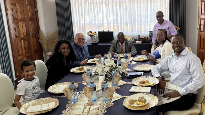 A group of people sitting at a table