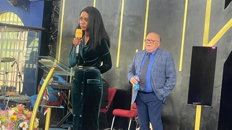 A person standing in front of a person
