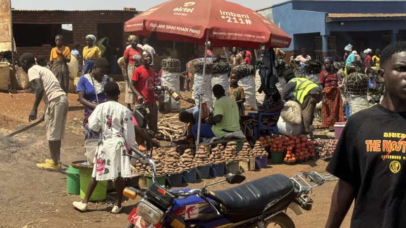 A group of people at a market