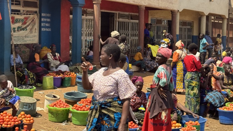 A group of people at a market
