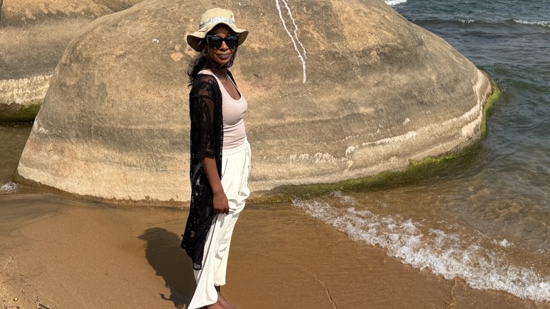 A person standing on a beach