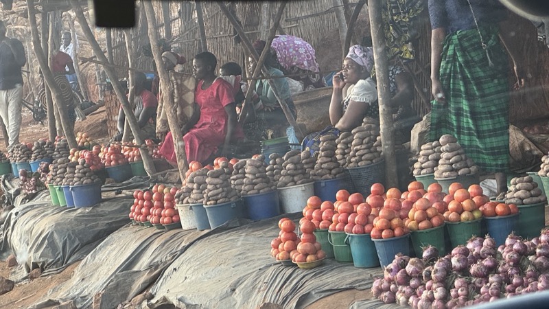 A group of people at a market