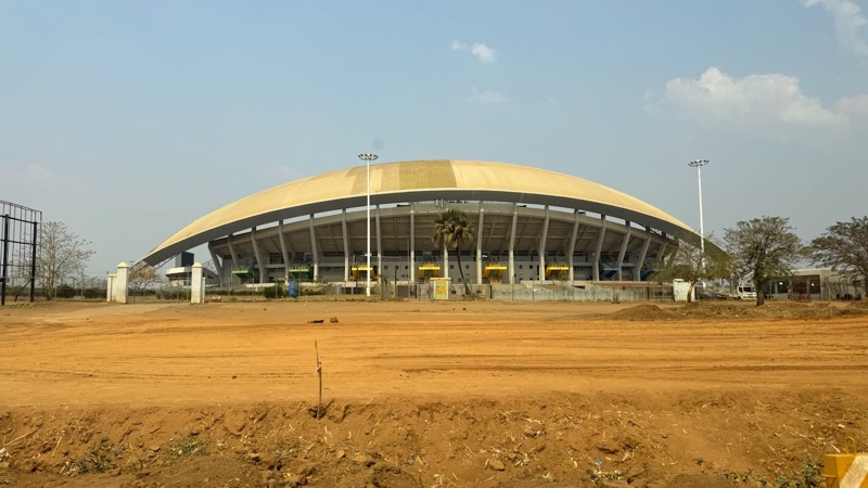 A stadium with a large dome