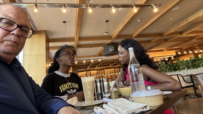 A group of people sitting at a table