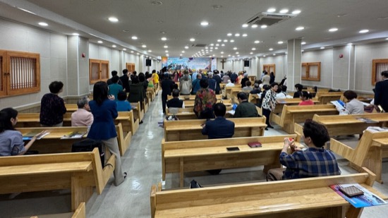 A group of people in a room