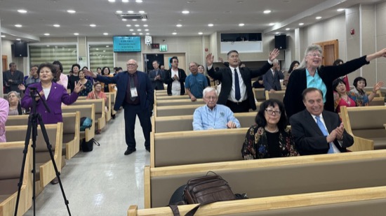 A group of people in a church