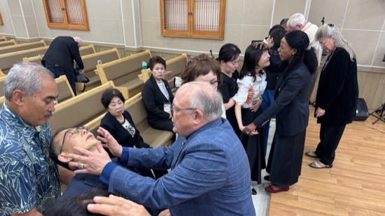 A group of people in a room