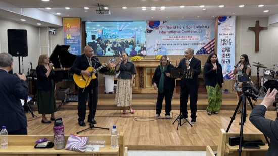A group of people playing instruments