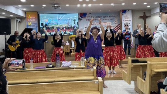 A group of people in a church