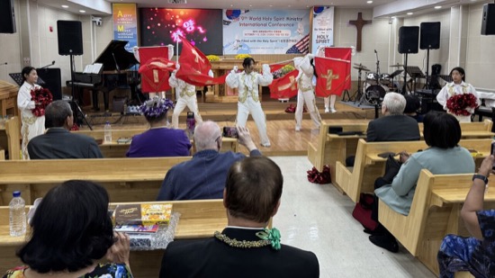 A group of people in a room