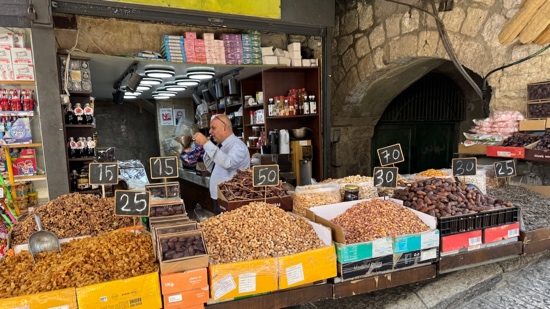 A person standing at a market