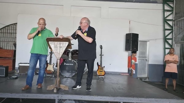 A person holding a microphone