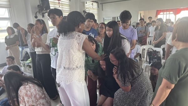 A group of people in a room