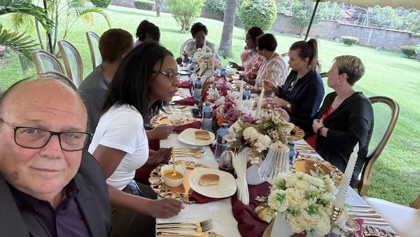 A group of people sitting at a table