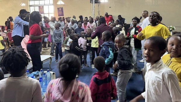 A group of people in a room