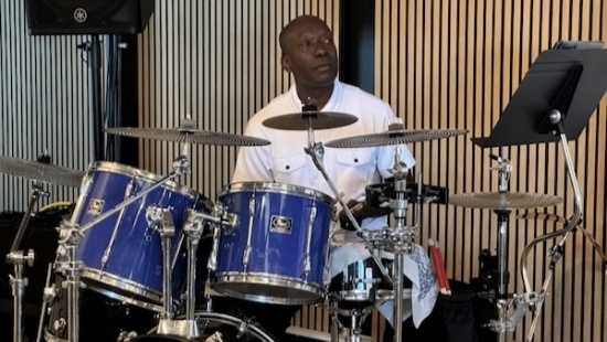 Pastor Steve Bessem on the drums